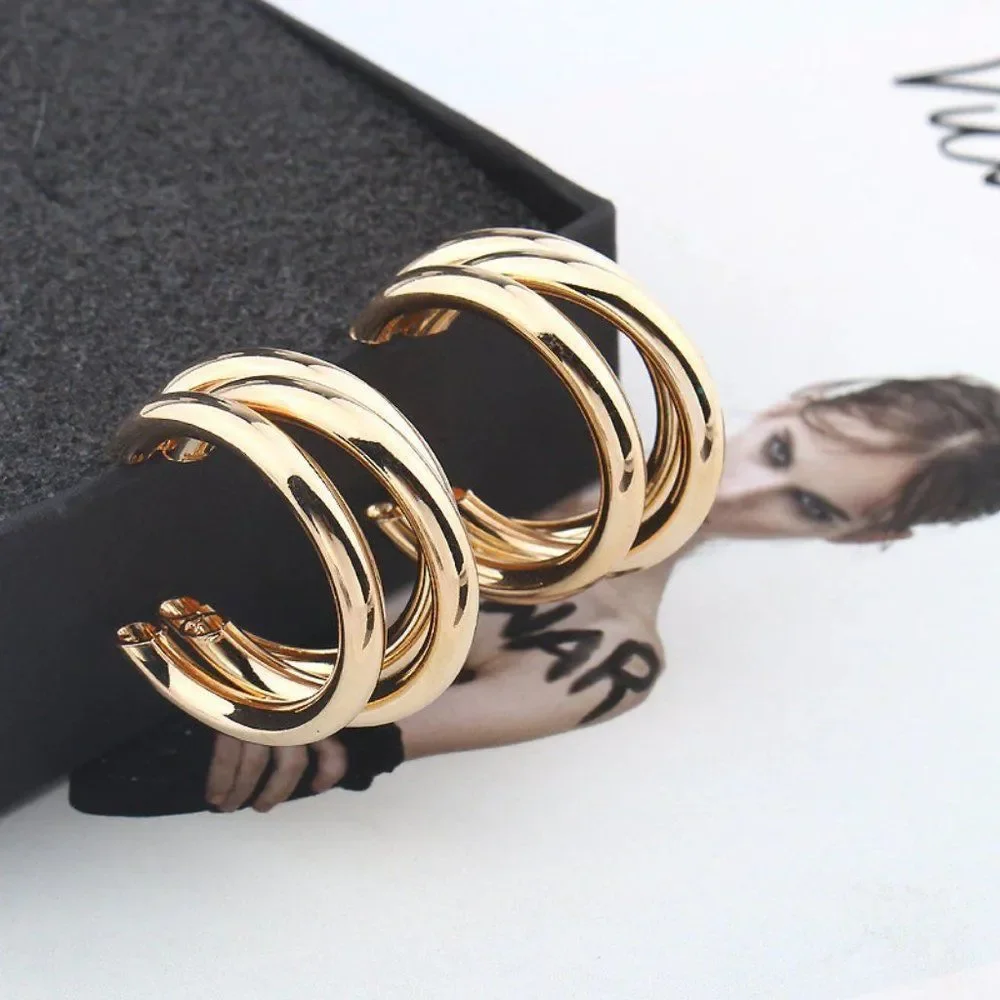 Anthropologie Lauryn Gold Hoop Earrings - Picture 3 of 12